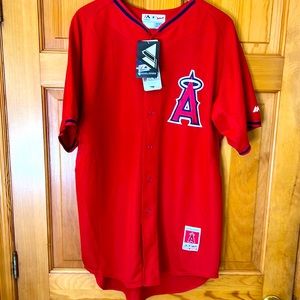 NWT size 48 “XXL” Majestic Anaheim Angels #27 Mike Trout stitched jersey.